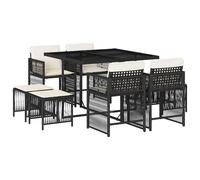 vidaXL 9 Piece Garden Dining Set with Cushions Light Grey Poly Rattan