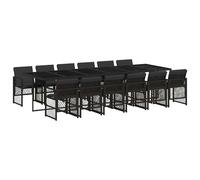 vidaXL 13 Piece Garden Dining Set with Cushions Brown Poly Rattan