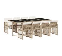 vidaXL 9 Piece Garden Dining Set with Cushions Black Poly Rattan