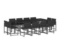 vidaXL 13 Piece Garden Dining Set with Cushions Grey Poly Rattan