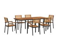 Garden Dining Set Outdoor Table and Chairs Solid Wood Acacia and Metal vidaXL