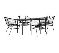 Garden Dining Set Brown 7pc Rattan Powder-Coated Steel Tempered Glass 160x80x74
