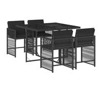 vidaXL 5 Piece Garden Dining Set with Cushions Grey Poly Rattan