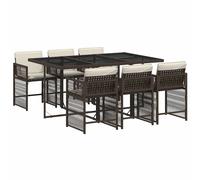 vidaXL 7 Piece Garden Dining Set with Cushions Beige Poly Rattan
