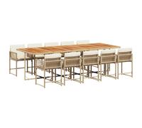 vidaXL Garden Dining Set | Grey | PE Rattan | 11 Piece Set | Foldable