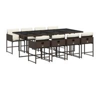 vidaXL 9 Piece Garden Dining Set with Cushions Mix Beige Poly Rattan