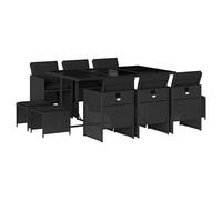 vidaXL 11 Piece Garden Dining Set with Cushions Brown Poly Rattan