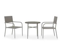 vidaXL 3 Piece Garden Dining Set Poly Rattan Grey, Grey
