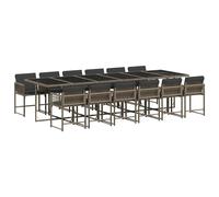 Garden Dining Set Mix Beige 330x106x73cm PE Rattan Tempered Glass 12pcs Cushions