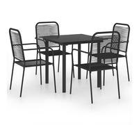 vidaXL Garden Dining Set 3 Piece Black Glass and Steel Patio Outdoor Furniture