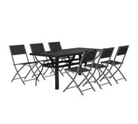 Garden Dining Set Grey and Black 140 cm/180 cm Table Length 5/7/9 Piece vidaXL