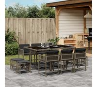 Garden Dining Set Grey PE Rattan Tempered Glass Table 165x106x73 cm Outdoor with