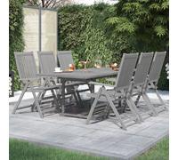 Garden dining set Grey Solid acacia 150-200x100x75cm Extendable 6-seat recliner