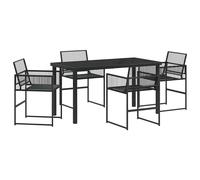 Garden Dining Set Height-Adjustable Black Powder-Coated Steel Outdoor vidaXL