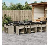 Garden Dining Set Light Grey 15-Piece PE Rattan Table 275x106x73cm Anthracite UV