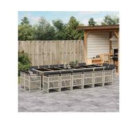 Garden Dining Set Light Grey PE Rattan 16pcs 330x106x73cm Anthracite With Cushns
