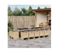 Garden Dining Set Mix Beige & Black PE Rattan 275x106x73cm 14pc Light Grey UVRes