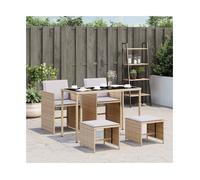 Garden Dining Set Mix Beige PE Rattan 115x54x74cm Foldable Space-Saver Cushions