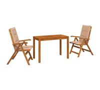 3-Piece Garden Dining Set Natural Solid Acacia Wood Patio Dining Set vidaXL