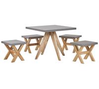 Beliani Garden Dining Set With Stools 4 Seater Olbia Grey Concrete