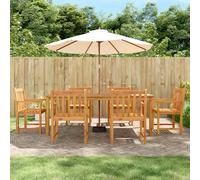 Garden Dining Set Outdoor 7pc Solid Acacia Wood Natural 200x100cm Table+6 Chairs