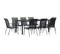vidaXL Garden Dining Set Outdoor Dining Set 9 Piece Black Steel and Textilene