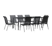 (190 cm table length/ 6 piece) vidaXL Garden Dining Set Outdoor Dining Set Black Steel and Textilene