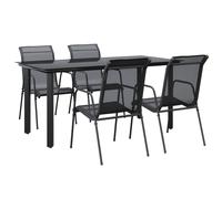 Garden Dining Set Outdoor Dining Set Chair Black Steel and Textilene vidaXL