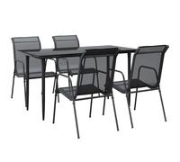 Garden Dining Set Outdoor Dining Set Chair Black Steel and Textilene vidaXL