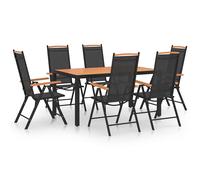 vidaXL Garden Dining Set 7 Piece Aluminium Black Outdoor Dining Table Chairs