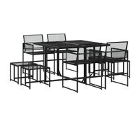 vidaXL Garden Dining Set 9 Piece Outdoor Table and Chair Black Poly Rattan