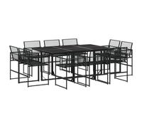 vidaXL 11 Piece Garden Dining Set Black Poly Rattan, Black