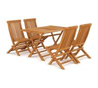 vidaXL 5 Piece Garden Dining Set Solid Teak Wood UK NEW