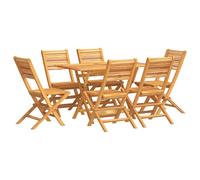 Garden Dining Set 7pc Solid Teak 120x70cm Table + 6 Foldable Chairs Teak Outdoor