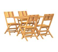 Garden Dining Set Solid Teak 120x70x75cm Natural Teak 4 Folding Chairs Waterbase