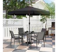 Outsunny 5 Pieces Outdoor Dining Table And 4 Armchairs, Garden Dining Set, Grey Grey