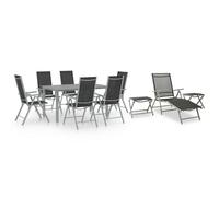 vidaXL Garden Dining Set 10 Piece Black and Anthracite Outdoor Table and Chair