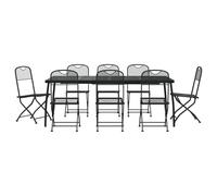 (200 cm table length/ 9 piece) vidaXL Garden Dining Set Outdoor Table and Chair Set Anthracite Metal Mesh