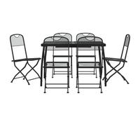 Garden Dining Set Anthracite 7pc Expanded Metal Mesh 110cm Table Length E-Coated