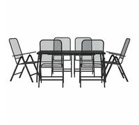 (165 cm table length/ 7 piece) vidaXL Garden Dining Set Outdoor Table and Chair Set Anthracite Metal Mesh