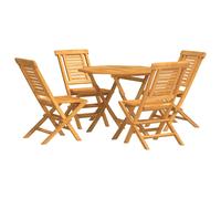vidaXL 5 Piece Garden Dining Set Solid Wood Teak