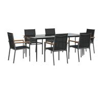 Garden Dining Set Outdoor Table and Chairs Black Textilene and Steel vidaXL