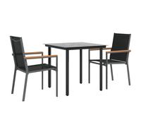 Garden Dining Set Outdoor Table and Chairs Black Textilene and Steel vidaXL