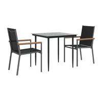 (80 cm table length/ 4 piece) vidaXL Garden Dining Set Table and Chairs 7 Piece Black Textilene and Steel