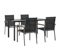 Garden Dining Set Outdoor Table and Chairs Black Textilene and Steel vidaXL