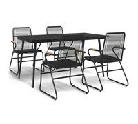vidaXL Garden Dining Set 5-Piece - Black PVC Rattan
