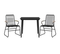 vidaXL 3 Piece Garden Dining Set Black PVC Rattan, Black