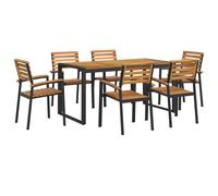 vidaXL Patio Dining Set - 5 Piece Outdoor Dining Furniture Made of Solid Acacia Wood with Stable Metal Legs - Weather-Resistant and Durable