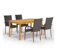 vidaXL Garden Dining Set 5 Piece Brown Patio Outdoor Dinner Table and Chairs