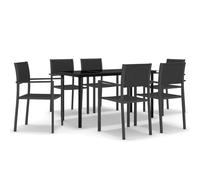 vidaXL Garden Dining Set 7 Piece Black Outdoor Patio Furniture Table and Chair